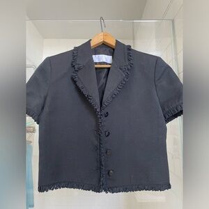 Genny short sleeve blazer with fringe